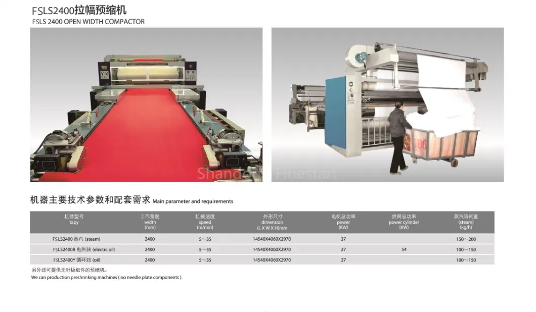 Finestart Textile Factory Steam Open Width Compactor Machine of Textile Machine